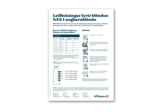 Tilberedning instruksjon NAN 1 morsmelkerstatning - Islandsk